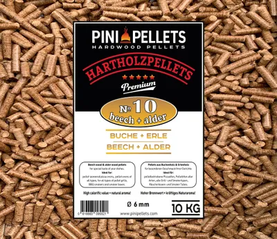 Immagine prodotto di Pellet per griglia n. 10, miscela di faggio e abete, 10 kg, per griglia e affumicatore