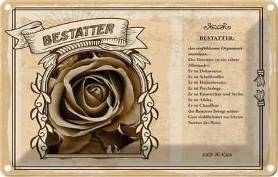 Produktbild von vianmo Blechschild 12x18 cm Bestatter Beruf Arbeit