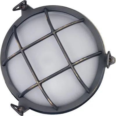 Produktbild von Außenleuchte Wand Glas Echt-Messing E27 IP44 rund Ø 25 cm cm breit in Bronze Antik matt Maritim