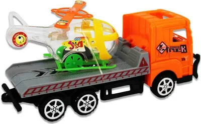 Produktbild von Truck Orange mit Helikopter Spielzeug - ca. 19 cm