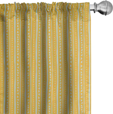 Immagine prodotto di ABAKUHAUS geometria astratta Tende, tende, disposizione verticale bicolore di linee e triangoli, 2 pezzi 75 x 175 cm, terra giallo azzurro