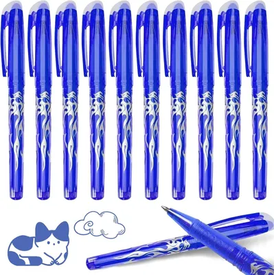 Produktbild von Radierbarer Kugelschreiber 0,7 mm, 10 Stück, blaue Tinte, für Schule und Büro