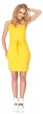 Produktbild von Kleid klassisch Sommer Mini-Kleid mit Taschen; Gelb S/36