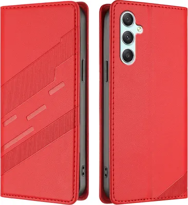 Image de Etui pour Samsung Galaxy A34 5G, étui portefeuille en cuirPolyuréthaneavec fente pour carte et fonction stand Rot