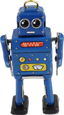 Produktbild von Blechspielzeug Mini Roboter blau Miniatur Figur Blechroboter