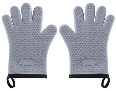 Produktbild von Küchenofenhandschuhe – Doppellagige, hitzebeständige Ofenhandschuhe/Grillhandschuhe aus Silikon und Baumwolle