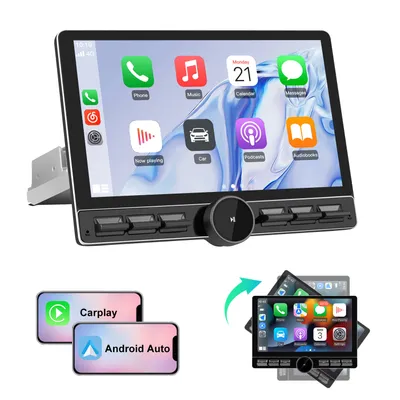 Produktbild von 10" 1Din Radio 180° drehbar Android Carplay 32GB Navi 4G LTE Bluetooth GPS Display DAB+ Radio Einbau-Navigationsgerät
