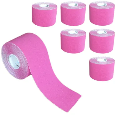 Produktbild von 7 Rollen - Tapefactory24 Getting Started Kinesiologie Tape 5cm x 5m - pink, Tapes Taping Klebeband Tapeverband Bandage wasserfest