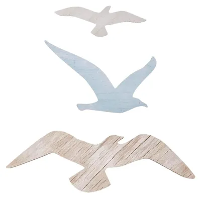 Produktbild von 3 Stile Wanddekoration aus Holz mit Möwe am Strand für Küstenthemen