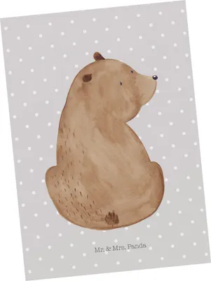 Produktbild von Mr. & Mrs. Panda Postkarte Bär Schulterblick - Grau Pastell - Geschenk, Postkarten, Fotokarte, Bären, Weltansicht, Selbstachtung, Weisheit, Ansichtskarte, Motivation