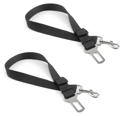 Hundesicherheitsgurte 2er-Set, verstellbar, für Auto, Schwarz