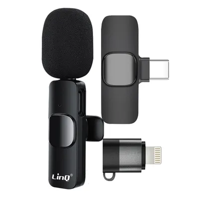 Immagine prodotto di Microfono a cravatta con cancellazione del rumore Adattatore USB-C / Lightning LinQ Nero