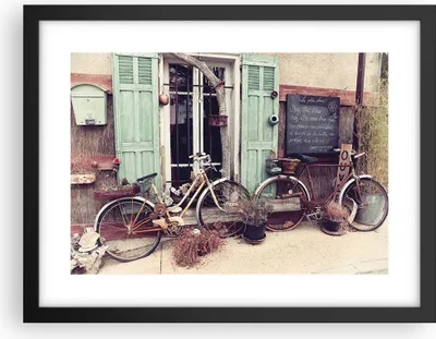 Produktbild von Gerahmtes Poster - Schwarzer Rahmen - Fahrräder Vintage Mietshaus - 40x30 cm - Wand Bild - Wanddeko - Wandbilder - Kunstposter - Wandposter - Bilderrahmen - Bilder - Kunstdruck - P2BAA40x30-4588