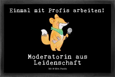 Produktbild von Mr. & Mrs. Panda Fussmatte Moderatorin Leidenschaft 50 x 75 cm - Schwarz - Geschenk, Schmutzmatte, Fußabtreter, Sauberlaufmatte, bodenmatte, Vorleger