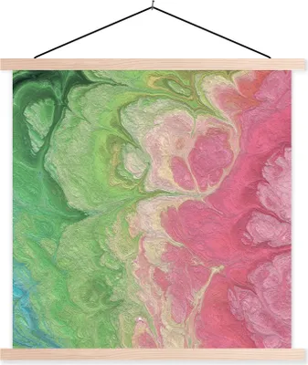 Produktbild von MuchoWow® Textilposter Farbe - Kunst - Psychedelisch 120x120 cm mit holzfarbenen Rahmen - Textil-Poster