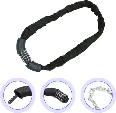 Produktbild von Jopassy Fahrradschloss Zahlencode 6mm Stahlkettenglieder 5-stelliges Zahlenschloss Kettenschloss Motorradschloss Fahrrad Schloss E-Bike, 120cm