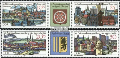 Produktbild von Briefmarken DDR 1988 Mi WZd748,WZd754 (kompl.Ausg.) (3173-3176 als Dreierstreifen gestempelt Briefmarkenausstellung