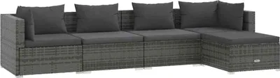 Obrázek produktu pro vidaXL 5dílná zahradní lounge souprava s polštáři Poly Rattan Grey