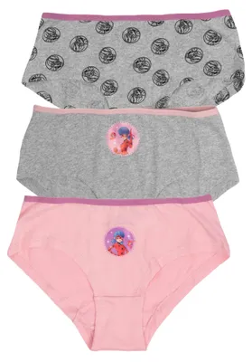 Produktbild von Miraculous Panty für Mädchen Kinder Slip Unterhose Unterwäsche Mehrfarbig Bunt (3er Pack) 134-140