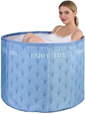 Productafbeelding van Draagbare Opvouwbare Badkuip - IJsbad voor Koudwatertherapie - Vrijstaande Badkuip voor Douche Spa - Blauw - Ideaal voor Thuis, Camping