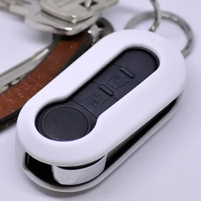Produktbild von Auto Schlüssel Hülle Silikon Schutz Cover Weiß kompatibel mit Citroen Jumper Peugeot Boxer FIAT Ducato 500 Punto Doblo Panda ab ´06 Klappschlüssel