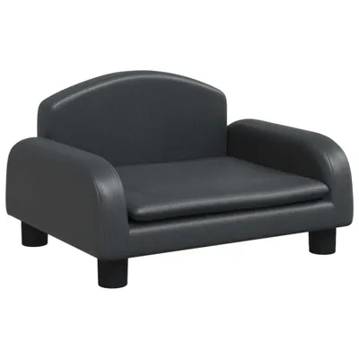 A black dog bed with four short legs, shown from a side angle against a white background.
