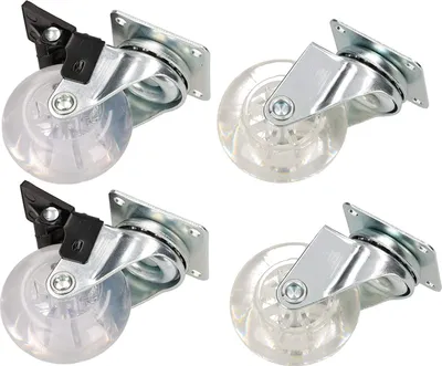 Produktbild von KOTARBAU® 4er Set Möbelrollen Ø 50 Lenkrollen Mit Bremsen ODER Ohne Transparent Gummi Schwenklager Kugellager Sofarollen Schieberrollen Transportrollen Univ