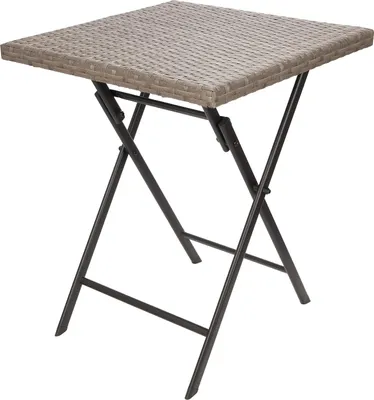 Image de Table pliante 58 x 58 cm - Table de balcon et de terrasse résistante aux intempéries en polyrotan et métal
