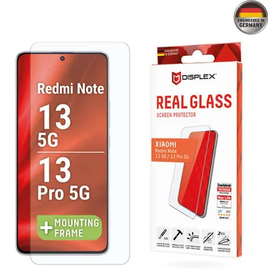 Zdjęcie produktu dla Displex 01946, Xiaomi, Xiaomi Redmi Note 13 5G/13 Pro 5G, Aplikacja na sucho, Odporny na brud, Odporny na zadrapania, Odporny na wstrząsy, Odporny na uderzenia, Przezroczysty, 1 szt.