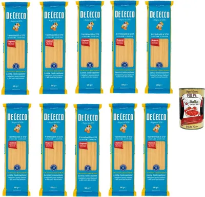 Produktbild von De Cecco Vermicelli N°170 100% Italienisch Pasta Nudeln 10x 500g + Italian Gourmet Polpa 400g