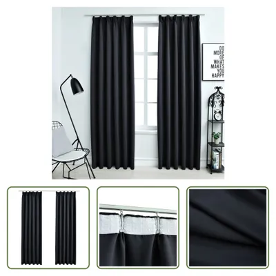 Immagine prodotto di The Living Store tende oscuranti con ganci 2 pezzi nero 140x175cm
