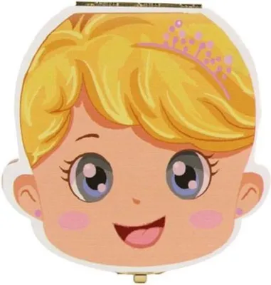 Image de Boîte en bois pour les dents de lait - Pour la fée des dents - Boîte de rangement - Pour filles - Cheveux blonds