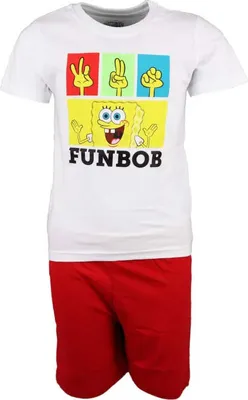 Produktbild von Spongebob Schwammkopf Kinder kurzarm Pyjama Schlafanzug – Rot / 104