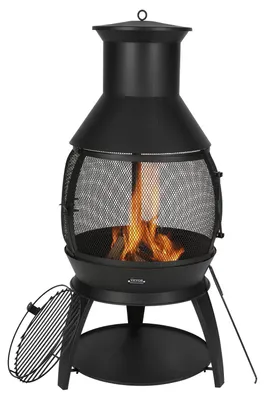 Zdjęcie produktu dla Kominek ogrodowy VEVOR, kominek tarasowy φ500x1100mm, żeliwny grill i grzejnik Aztec, pokrywa kominka ze stali nierdzewnej, odpowiednia na patio, ogród, podwórko
