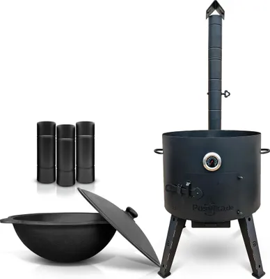 Produktbild von Gusseisen Kazan 22 L Kasan Казан mit Feuerofen Utschak Ø 49 cm. Учак Учаг Uchag
