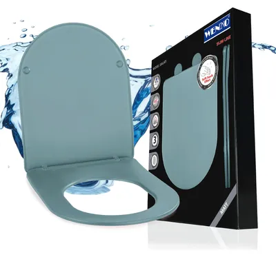 Produktbild von WENKO WC-Sitz Mod. Galati Blaugrau matt, aus Duroplast, Soft-Touch-Effekt