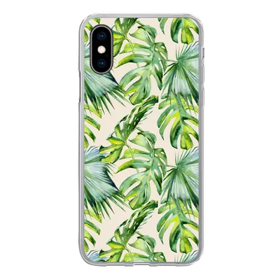 Produktbild von MuchoWow® Handyhülle Schutzhülle Hülle für iPhone X Blätter - Muster - Monstera Silikon Softcase Handy Hülle - Handyhülle