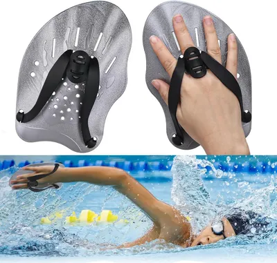 Produktbild von 1 Paar Hand Paddles Schwimmen, Handpaddel zum Schwimmen, Schwimmpaddel mit verstellbaren Riemen ,Krafttrainingshilfe, Pool-Trainingsgerät, Zubehör für Erwachsene, Kinder, Unisex