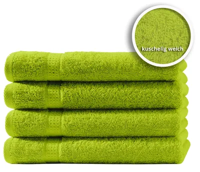 Produktbild von 4er Set Gästetücher Handtücher Duschtücher Badetücher Frottee 100% Baumwolle, Farbe:Grün, Größe:Handtücher 50x100 cm