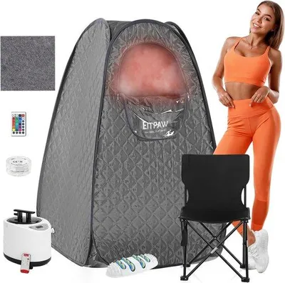 Image de Sauna d'intérieur compact avec siège pliable et télécommande