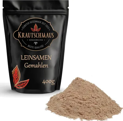 Produktbild von 400g Leinsamen gemahlen von Krautschmaus, schonend getrocknet, voller Geschmack