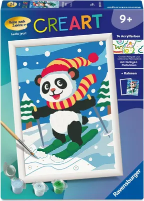Produktbild von CreArt, Malen nach Zahlen Kinder - Skifahrender Panda