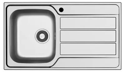 Immagine prodotto di Lavello da incasso Tirreno861 in acciaio inox con vasca e gocciolatoio destro 86x50x18H
