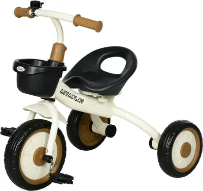 Immagine prodotto di Triciclo Fortuna Lai per bambini dai 2 ai 5 anni, sedile regolabile in altezza, campanello, cestino, telaio in metallo, bianco