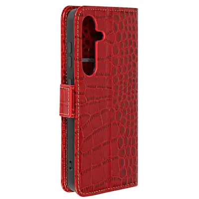 Image de Avizar, étui Crocodile pour Galaxy S24 / S25 avec protection RFID, rouge
