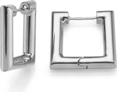 Produktbild von Paar quadratische Creolen 20x20mm Ohrringe Ohrschmuck aus 585 Gold Weißgold