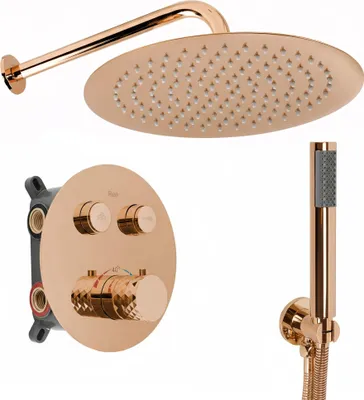 Zdjęcie produktu dla Zestaw Natryskowy Podtynkowy Rea Lungo Termostat Copper 25X25X150Cm