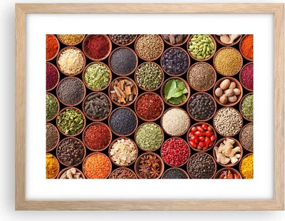 Produktbild von Gerahmtes Poster - Rahmen in heller Eiche - Gewürz Küche - 40x30 cm - Wand Bild - Wanddeko - Wandbilder - Kunstposter - Wandposter - Bilderrahmen - Bilder - Kunstdruck - Wandbild - P2NAA40x30-3600