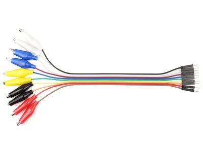 Produktbild von BerryBase 10pin Jumper / Dupont Kabel Male - Krokodilklemme trennbar 20cm