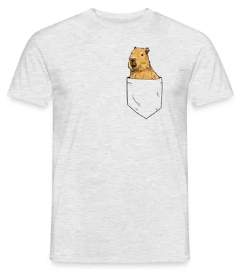 Produktbild von Spreadshirt Capybara Brusttasche Männer T-Shirt, L, Grau meliert